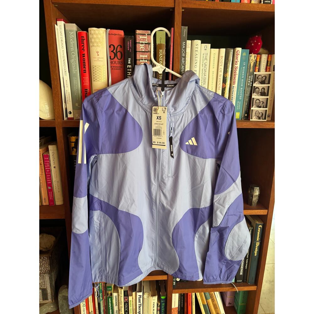 : NWT Adidas Women's Own The Run WIND.RDY Jacket XS Blue Colorblock Windbreaker